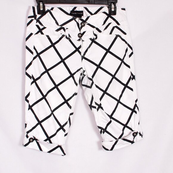Friends Forever Women's Knee Pants Black & White Size 3 - Picture 1 of 8